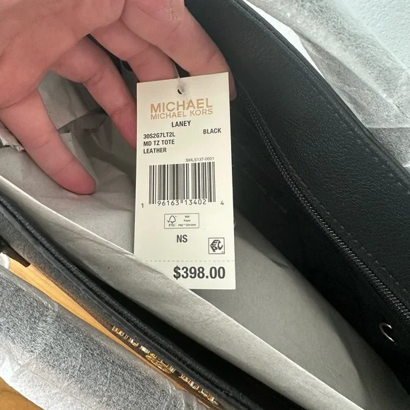 Michael Kors Laney Black Tote with Gold Accents - Picture 7 of 10